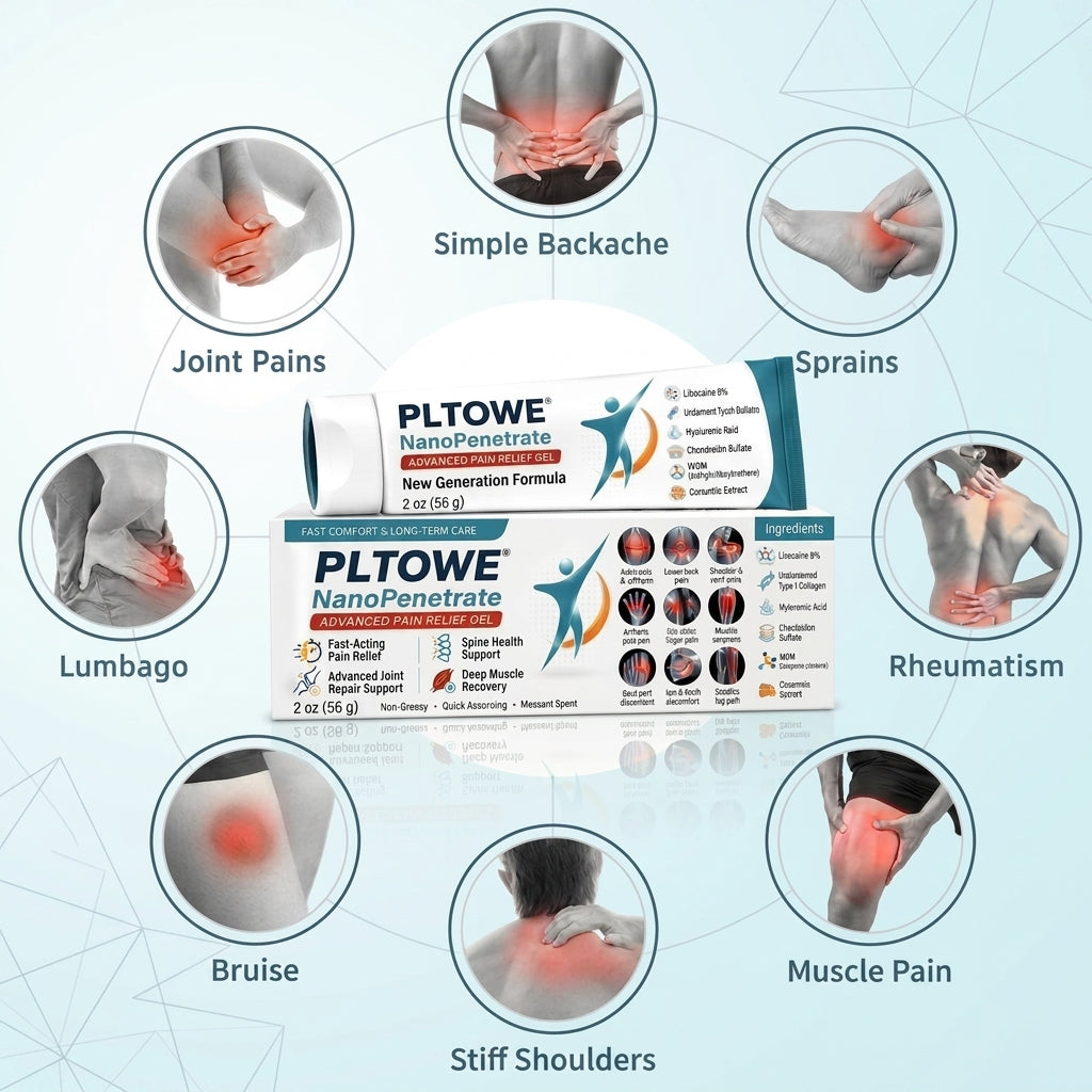 PLTOWE® NanoPenetrate Advanced Pain Relief Gel 🇺🇸 | Fast Comfort & Long-Term Joint & Muscle Care | Lidocaine + Menthol + MSM + Type II Collagen Formula | For Joint Pain, Muscle Soreness & Stiffness 💥