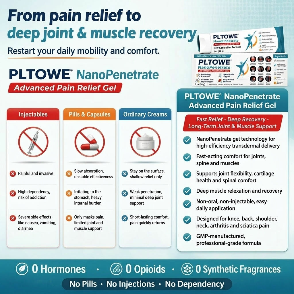 PLTOWE® NanoPenetrate Advanced Pain Relief Gel 🇺🇸 | Fast Comfort & Long-Term Joint & Muscle Care | Lidocaine + Menthol + MSM + Type II Collagen Formula | For Joint Pain, Muscle Soreness & Stiffness 💥